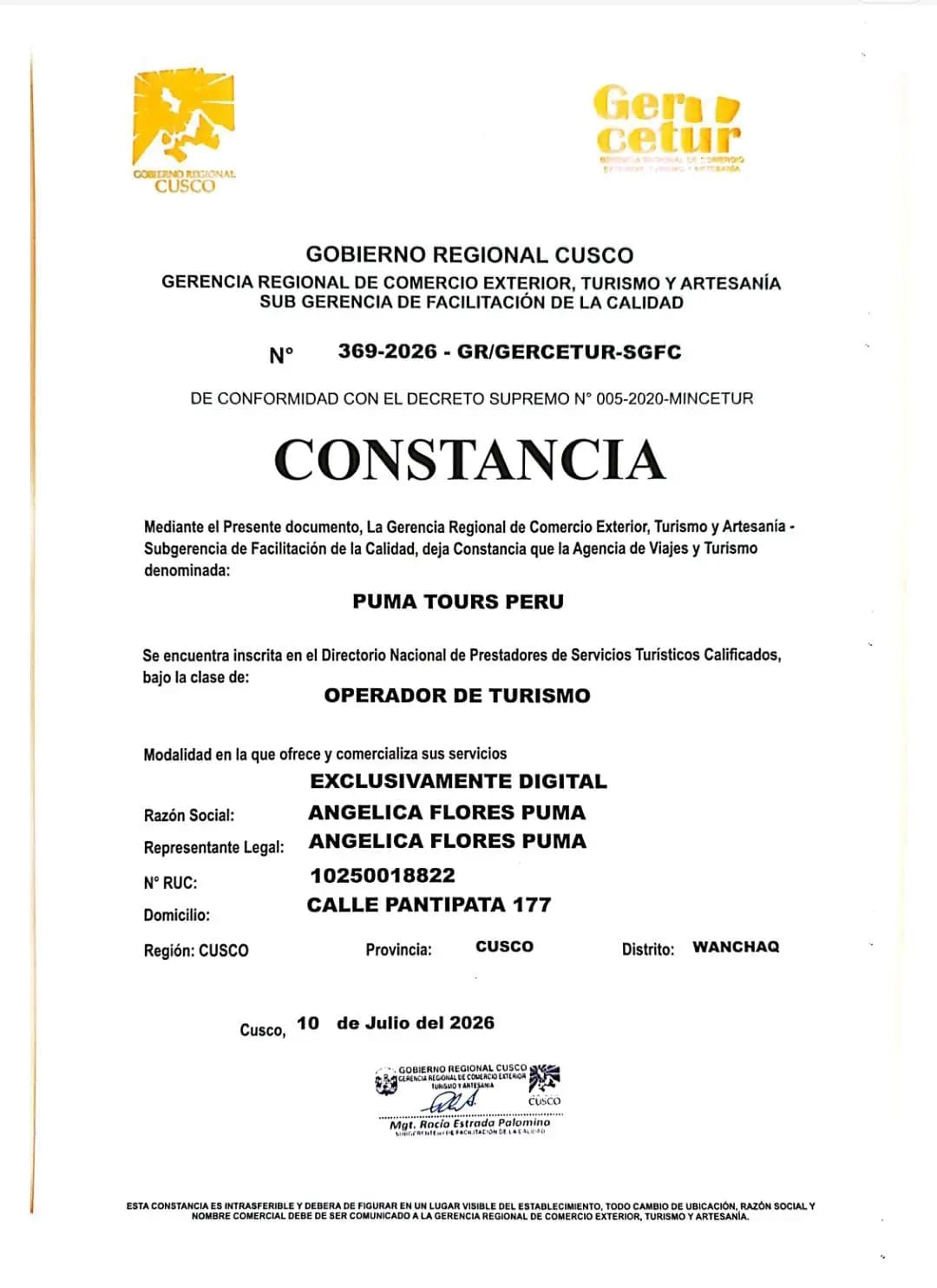Constancia Gercetur